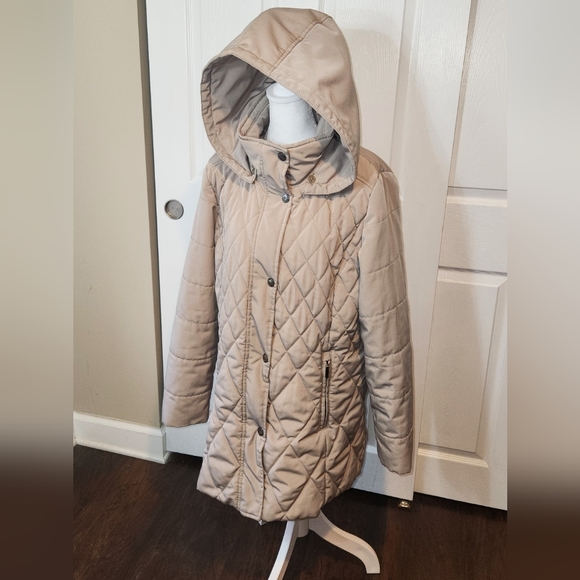 CROFT & BARROW WOMENS QUILTED JACKET SIZE L TAUPE COLOR - Picture 3 of 14